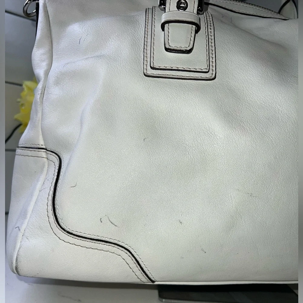 Coach Hampton F13811 | White Leather Satchel Bag | Bag Only | See Photos - Picture 8 of 16